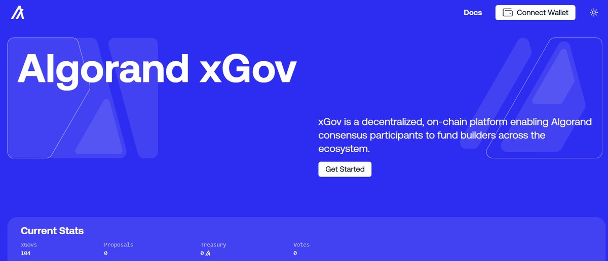 Algorand Foundation (@algofoundation) on Twitter photo ICYMI: You can now enroll in the xGov program and contribute to the future of our grants program.
The Algorand community can decide which projects and builders to fund.
Visit the link below and click “Get Started” to begin. ICYMI: You can now enroll in the xGov program and contribute to the future of our grants program.
The Algorand community can decide which projects and builders to fund.
Visit the link below and click “Get Started” to begin.