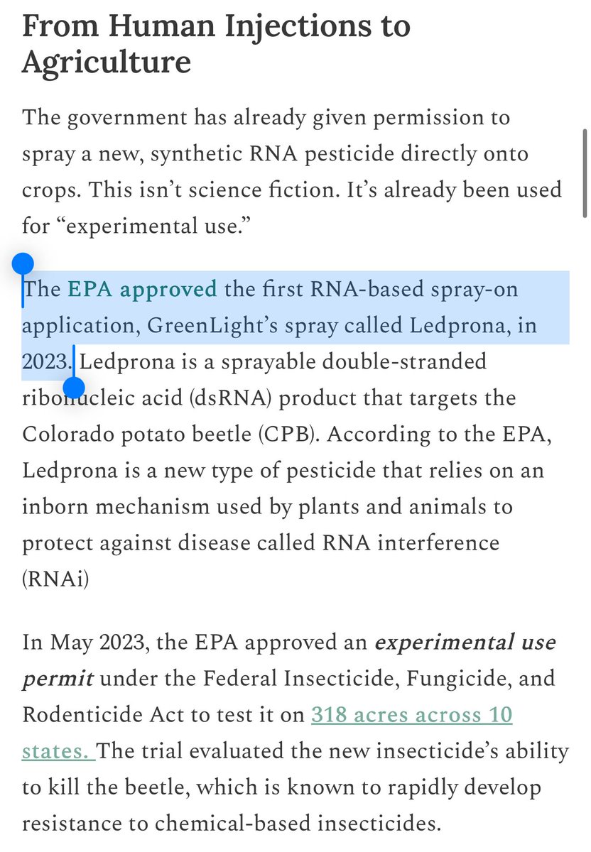 Tom Renz (@renztom) on Twitter photo Why in God’s name is the EPA approving an mRNA pesticide to spray on our food without proper testing? This is NOT MAHA and NOT safe. <a href="/VigilantFox/">The Vigilant Fox 🦊</a> Why in God’s name is the EPA approving an mRNA pesticide to spray on our food without proper testing? This is NOT MAHA and NOT safe. <a href="/VigilantFox/">The Vigilant Fox 🦊</a>