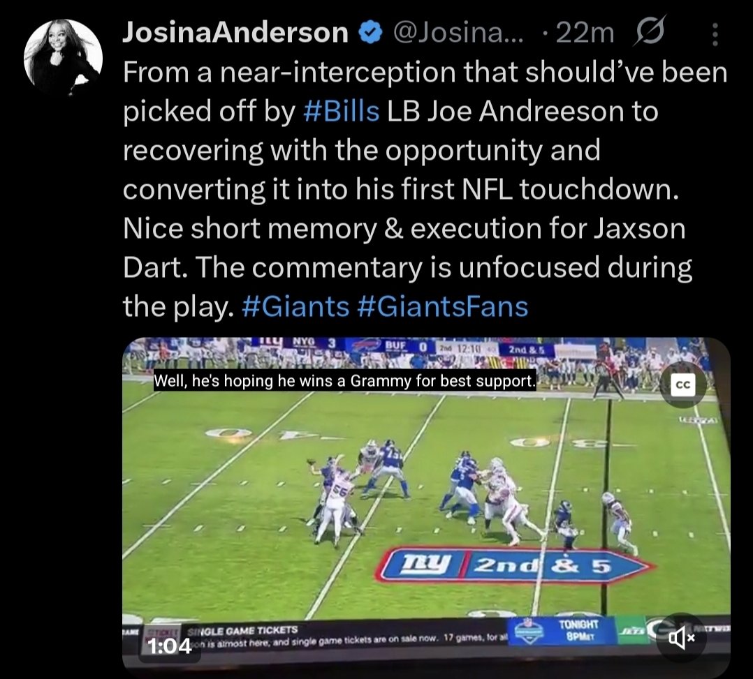 ThisIsNotZain's tweet image. Shedeur tweets vs Dart tweets

Josina Anderson is a joke