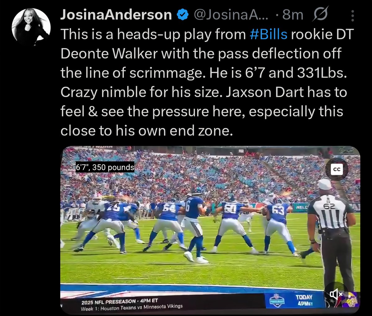 ThisIsNotZain's tweet image. Shedeur tweets vs Dart tweets

Josina Anderson is a joke