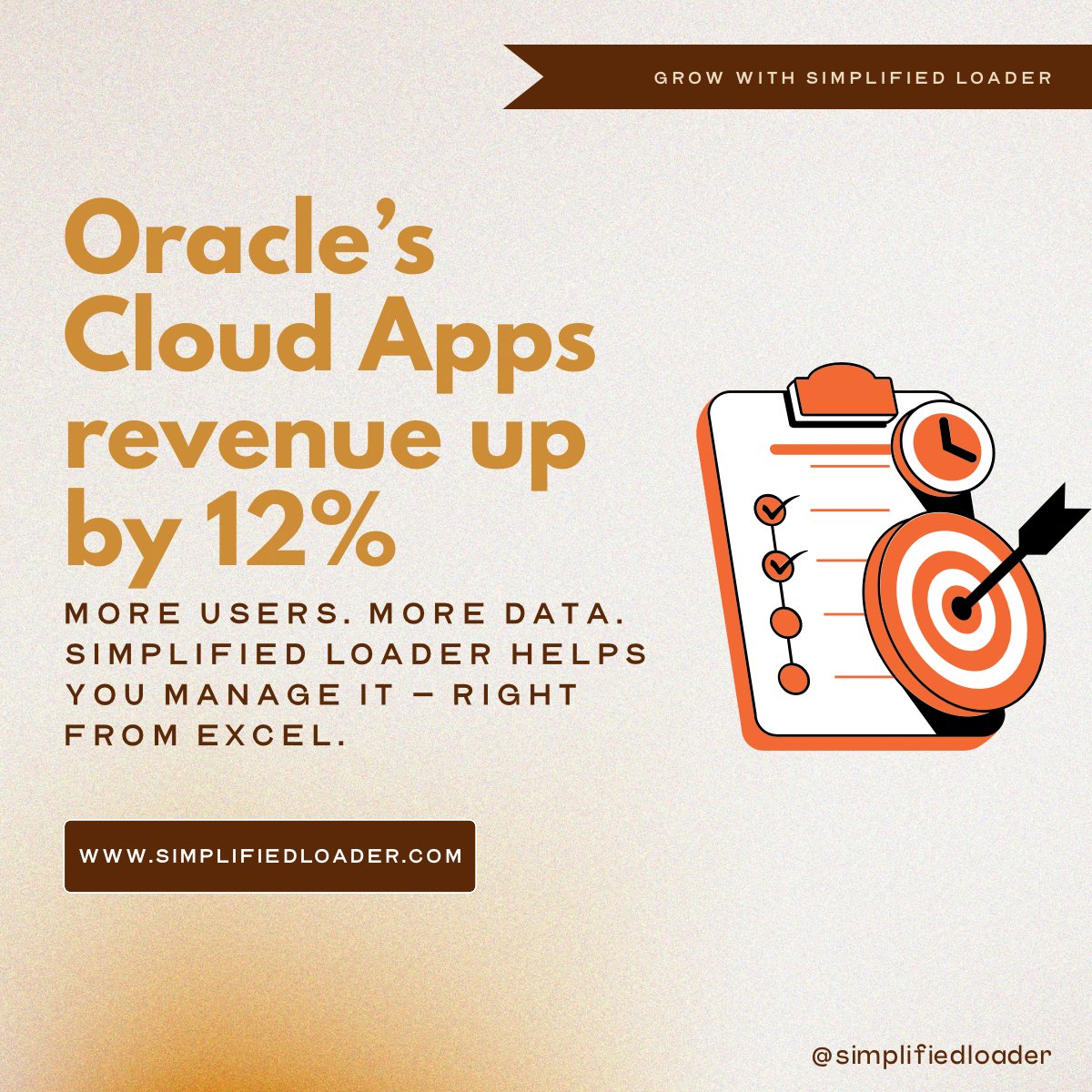 simplifiedloadr's tweet image. Oracle’s Cloud Apps revenue grew 12% in Q4. As adoption rises, so does the complexity of managing ERP data.
That’s where Simplified Loader comes in —
an Excel-based tool to upload, validate, and update Oracle Fusion data quickly and securely.
#OracleERP #SimplifiedLoader