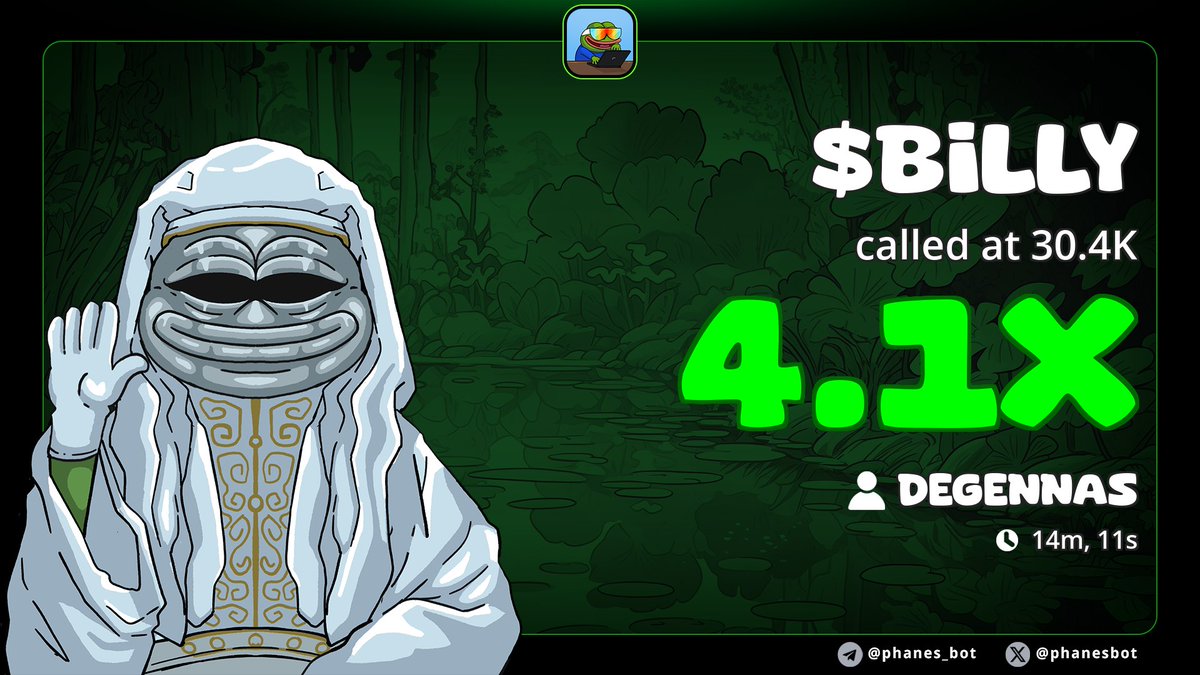 4x up on $BILLY 

Ca: 9QgLokiw8CtudSNDdamYQ9uUkSXNpRNYTqoAvhmxBAGS

Join tg here 👇 for more cooks 
t.me/degennasgambles