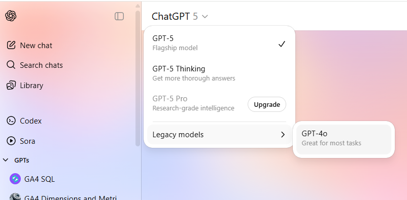 If you want access to GPT4o
Settings &gt; Show legacy models