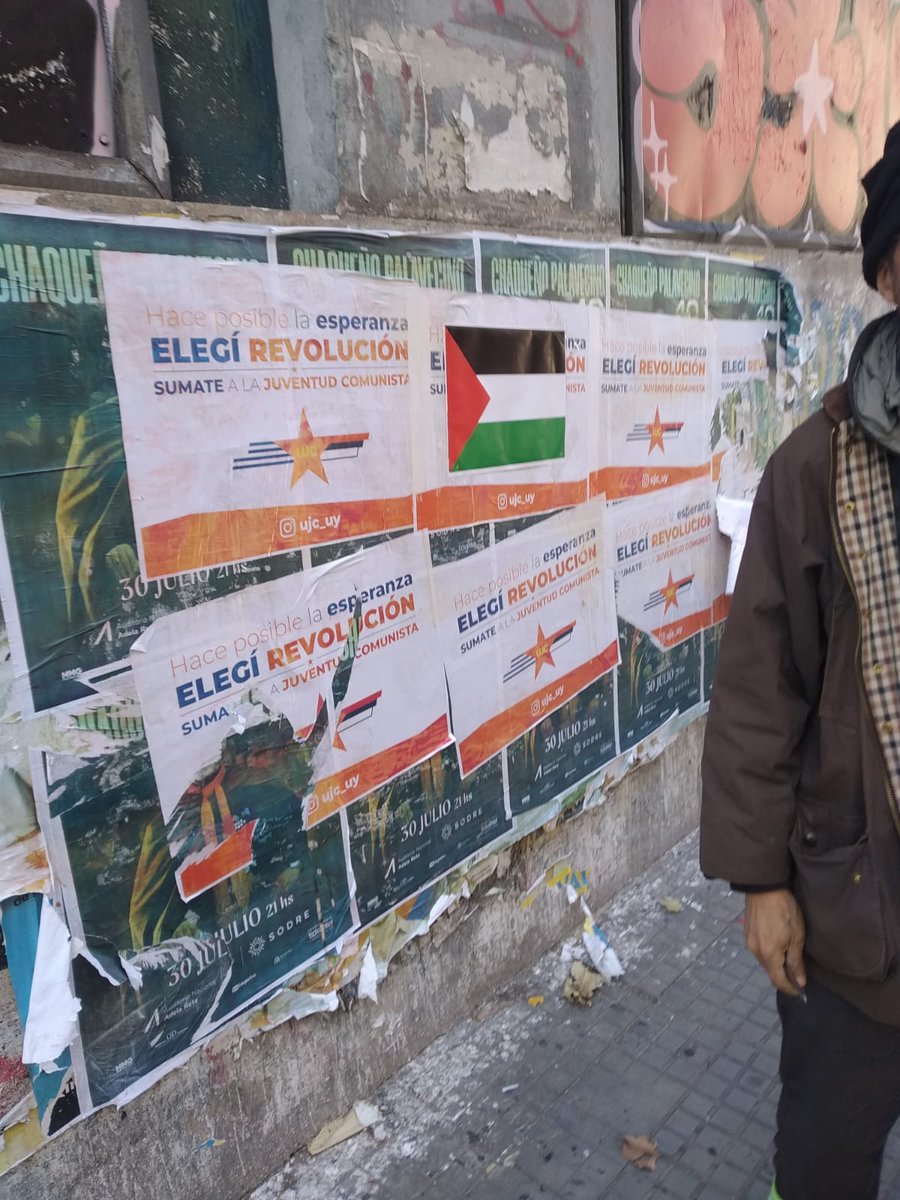 PHumanistaUY's tweet photo. Que linda bandera que veo en las calles de Montevideo. No es una guerra es un GENOCIDIO. Viva Palestina Libre !!! https://t.co/er48Uzqj9s
