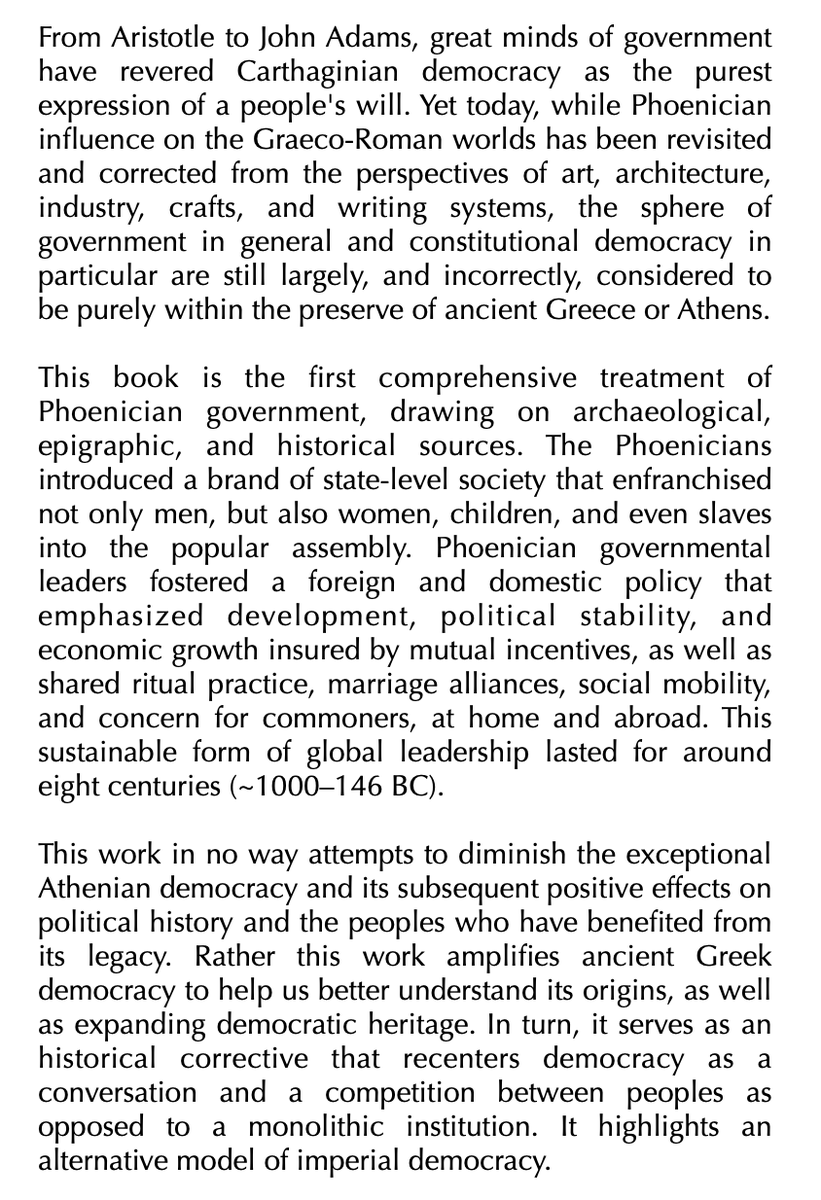 Brett Kaufman - Phoenicia, Carthage, and Popular Government in the Pre-Classical Mediterranean

The Other Democracy

À paraître en décembre aux Oxford UP
