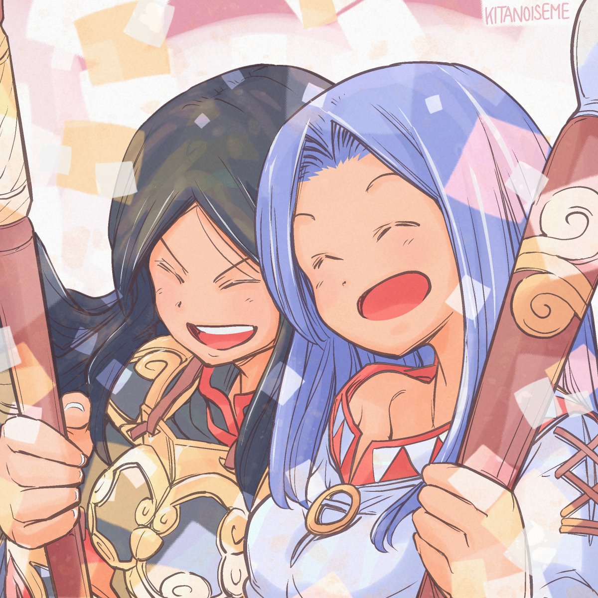 ㊗PCE版 #ワルキューレの伝説 発売35周年❗
大女神様とドゥンケル様はPCE版ワル伝に登場するキャラです🤗
PCE版では大女神様が差し向けた尖兵であるワル様と､ドゥンケル様とが刃を交えました
大女神様とドゥンケル様､旧知の仲でありながら対立する事が多い2人…
彼女達には笑顔でいて欲しいのです🥰