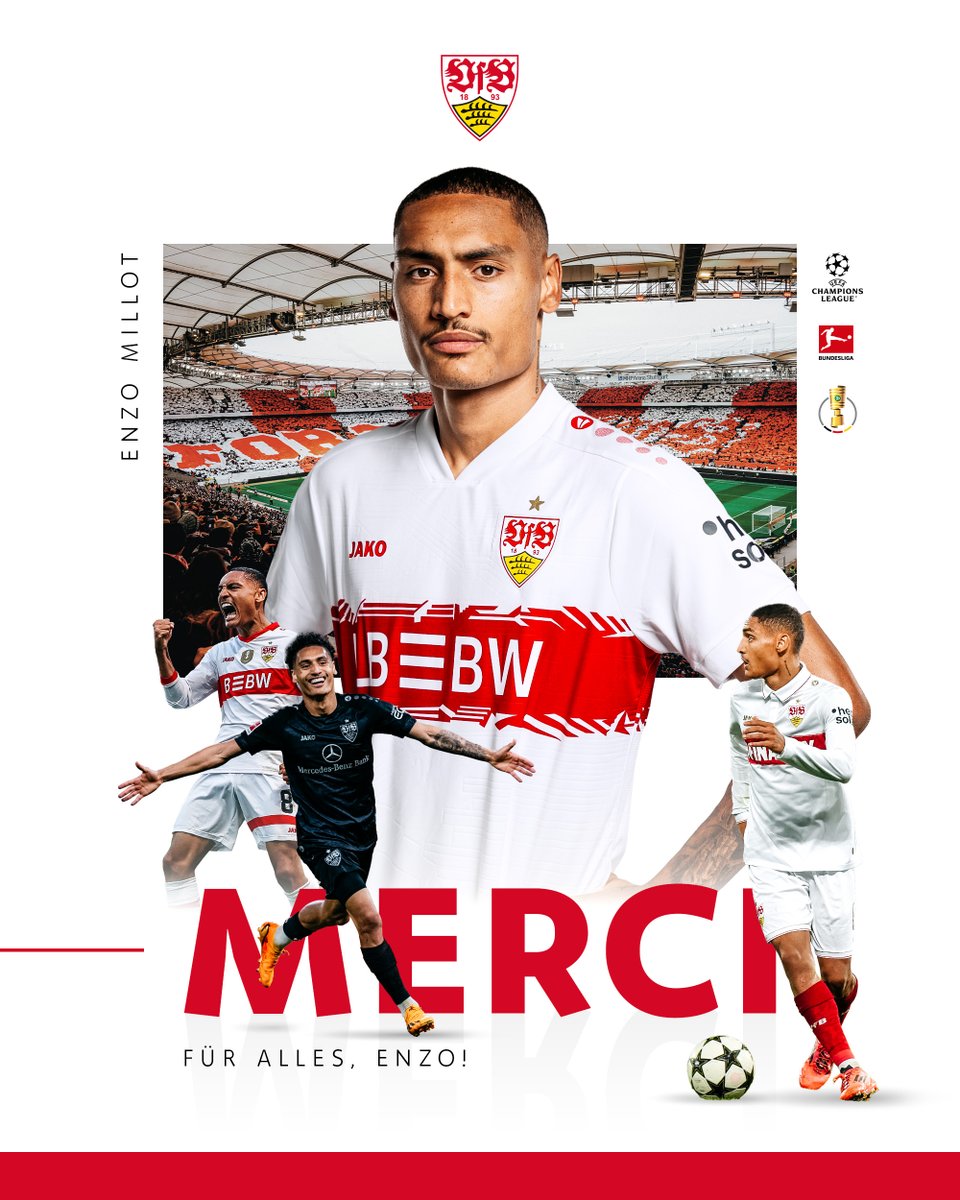 Merci pour tout, Enzo! 🤍❤️

Nach vier Jahren im Trikot mit dem roten Brustring verlässt Enzo #Millot den VfB. Er wechselt zu Al-Ahli SFC nach Saudi-Arabien. Es bleibt Dankbarkeit für eine bemerkenswerte Zeit, die mit dem DFB-Pokalsieg ihren Höhepunkt fand.

Zur Meldung: