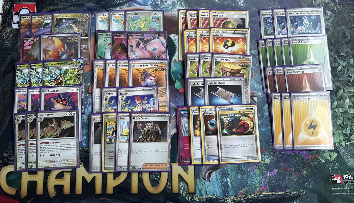 RealConnorBird's tweet image. Played Raging Boot to a cup today, deck felt mediocre at best, should’ve gone with Typh or Miraidon with the sauce, did pull off some sick plays with Noctowl though, good bit of kit