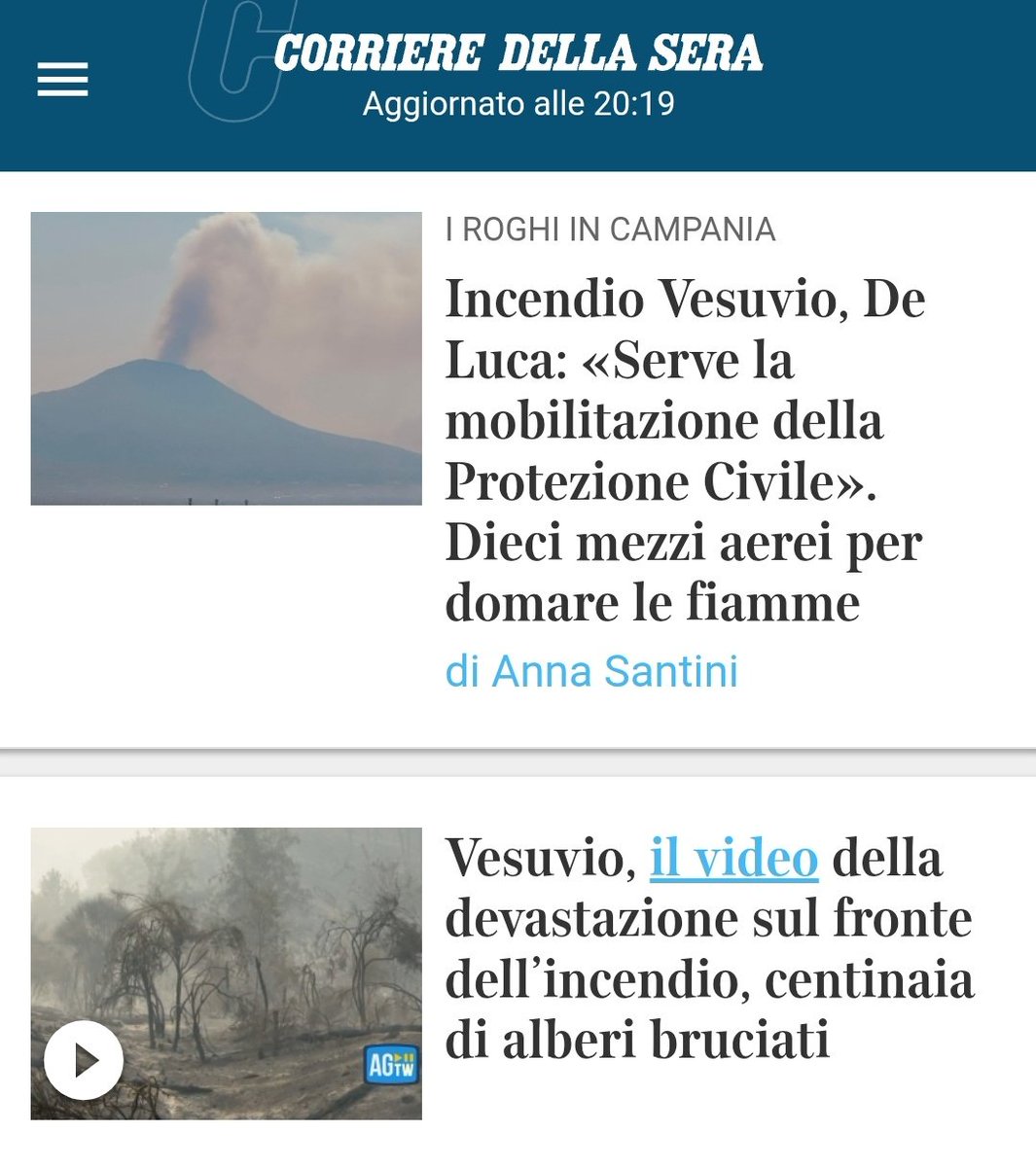 #Corriere pubblica in posizione 7 e 8 le notizie sul concorrente del Rischiatutto di Mike Bongiorno e i salari dei piloti d'aereo, e in posizione 17 i roghi del #Vesuvio.
Perché?