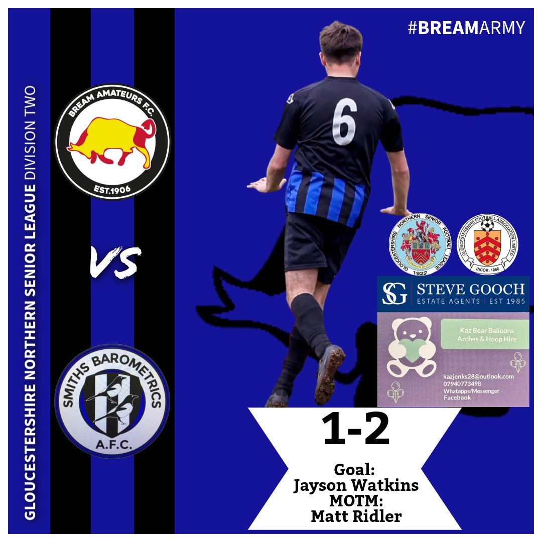 Bream Amateurs FC (@breamarmy) on Twitter photo Firsts 1 <a href="/afc_smiths/">Smiths Barometrics AFC</a> 2
Goal: Jayson Watkins
MOTM: Matt Ridler
Just five recognised first teamers in the starting 11 today but a game we feel aggrieved to lose!
Thank you to the Smiths Baros lads for coming back to the club. π€
#BreamArmy Firsts 1 <a href="/afc_smiths/">Smiths Barometrics AFC</a> 2
Goal: Jayson Watkins
MOTM: Matt Ridler
Just five recognised first teamers in the starting 11 today but a game we feel aggrieved to lose!
Thank you to the Smiths Baros lads for coming back to the club. π€
#BreamArmy