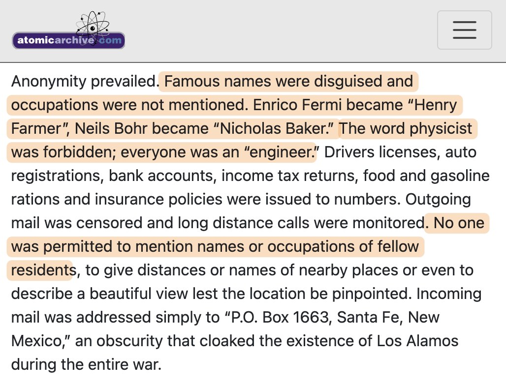 luismbat's tweet image. At Los Alamos the word physicist was forbidden; everyone was an ‘engineer’