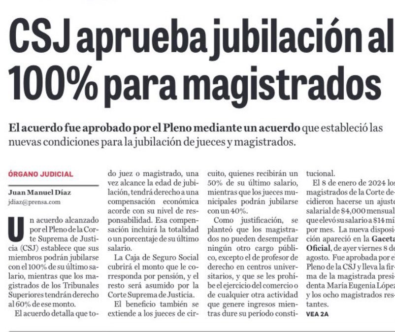 Hace unos días en #Radiografia de <a href="/EcoPanamaTV/">ECOtvPanamá</a> Canal 28 y 1028 con los respetados <a href="/HugoFamania/">🇵🇦Hugo Famanía🇵🇦</a> y <a href="/felixchaveztv/">FÉLIX ANTONIO CHÁVEZ</a> hice un análisis sobre lo peligroso que es la creación de un sistema de castas y privilegios para una endeble democracia como la panameña.

Hoy en Panamá esto: