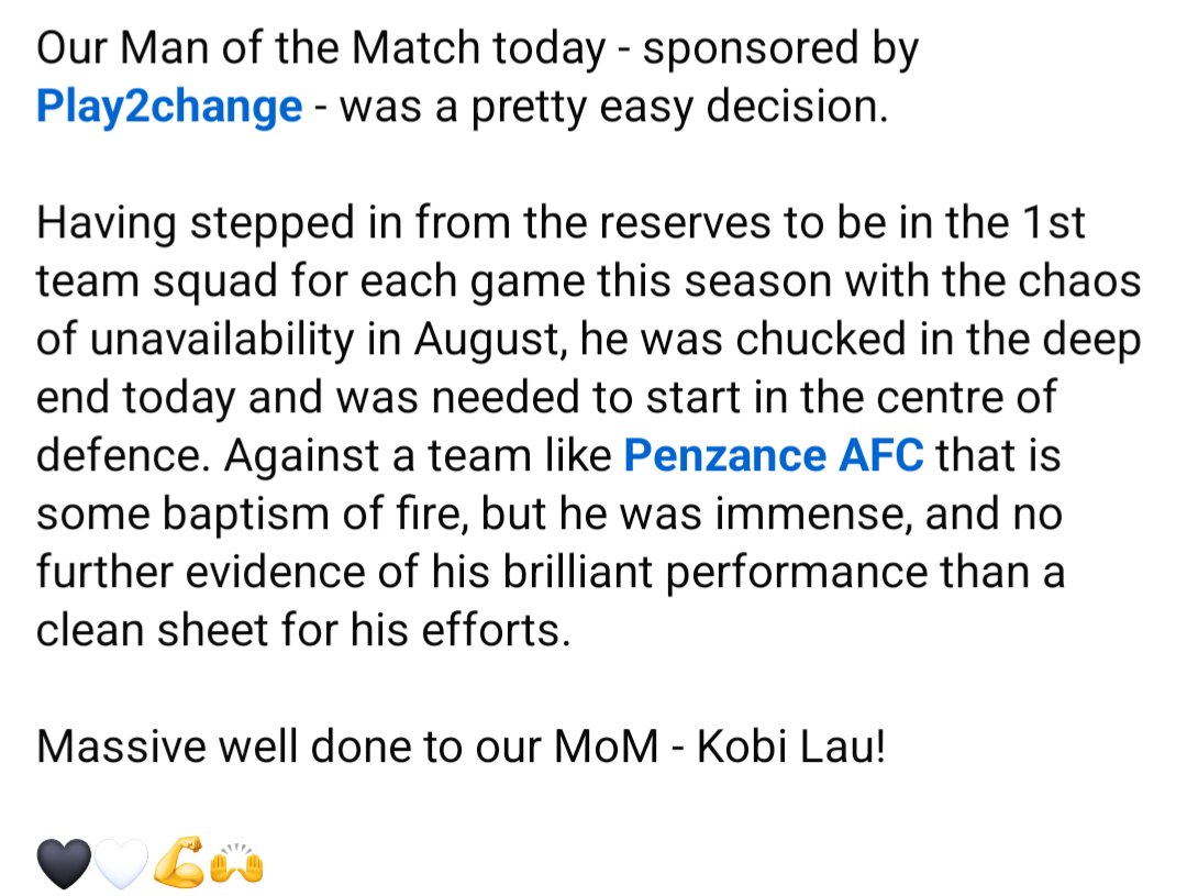 MillbrookAFC's tweet image. No brainer for our MoM today. Stepped up from our reserves to start in the centre of defence and was immense!

Well done Kobi!