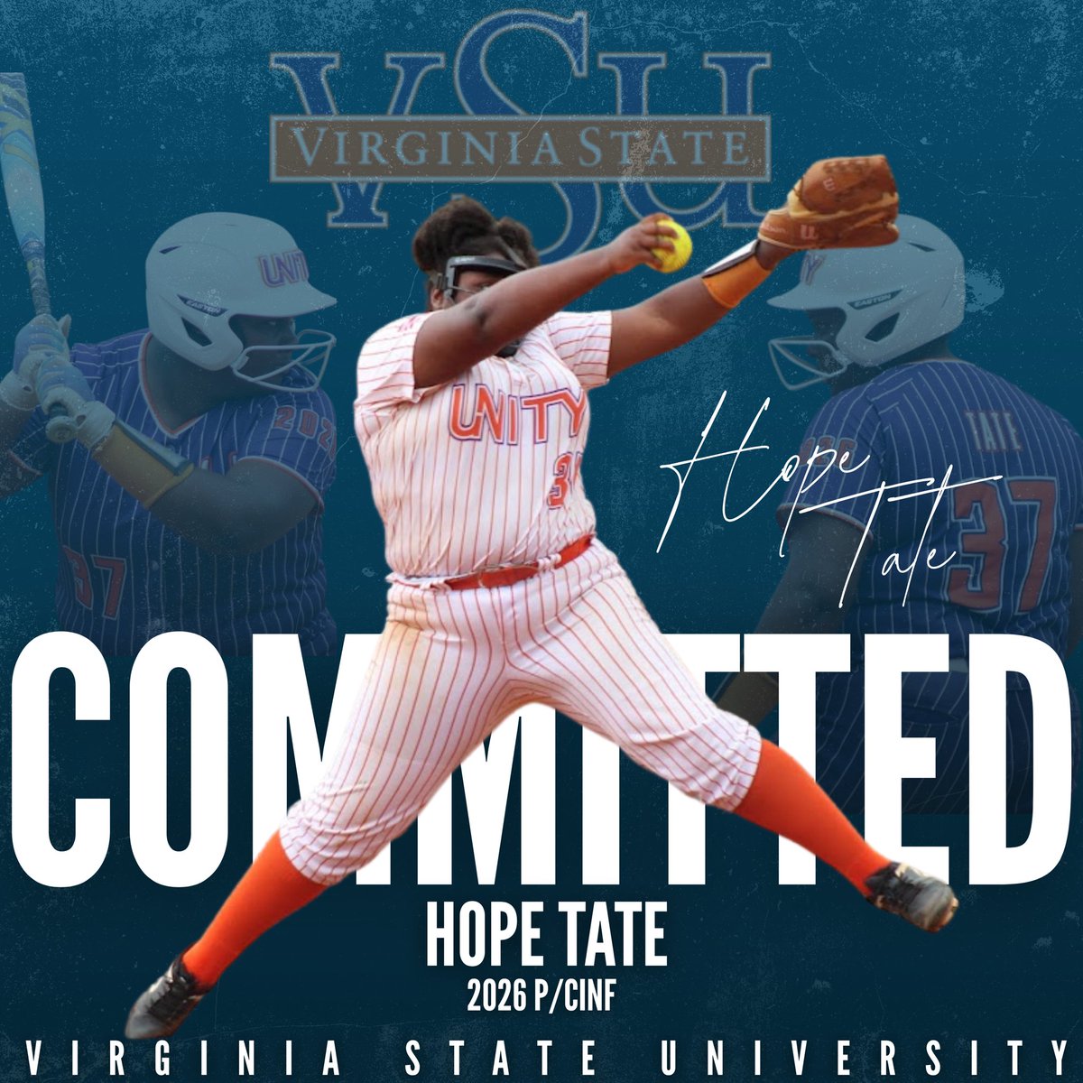 Hope (@goldentater37) on Twitter photo Proud to announce my verbal commitment to Virginia State University!
<a href="/TrojanPrideSB/">Virginia State Softball</a>
Forever grateful to my coaches for pushing me and my parents for their constant love and support.
Let’s go Trojans! 💙🧡
<a href="/UnityBlackwell/">Unity Blackwell 16U</a>
<a href="/CoachJRB__/">Jasmine Blackwell</a>
<a href="/UnityLardge/">Coach D</a>
<a href="/VASB_CoachMike/">Mike Thompson</a> Proud to announce my verbal commitment to Virginia State University!
<a href="/TrojanPrideSB/">Virginia State Softball</a>
Forever grateful to my coaches for pushing me and my parents for their constant love and support.
Let’s go Trojans! 💙🧡
<a href="/UnityBlackwell/">Unity Blackwell 16U</a>
<a href="/CoachJRB__/">Jasmine Blackwell</a>
<a href="/UnityLardge/">Coach D</a>
<a href="/VASB_CoachMike/">Mike Thompson</a>