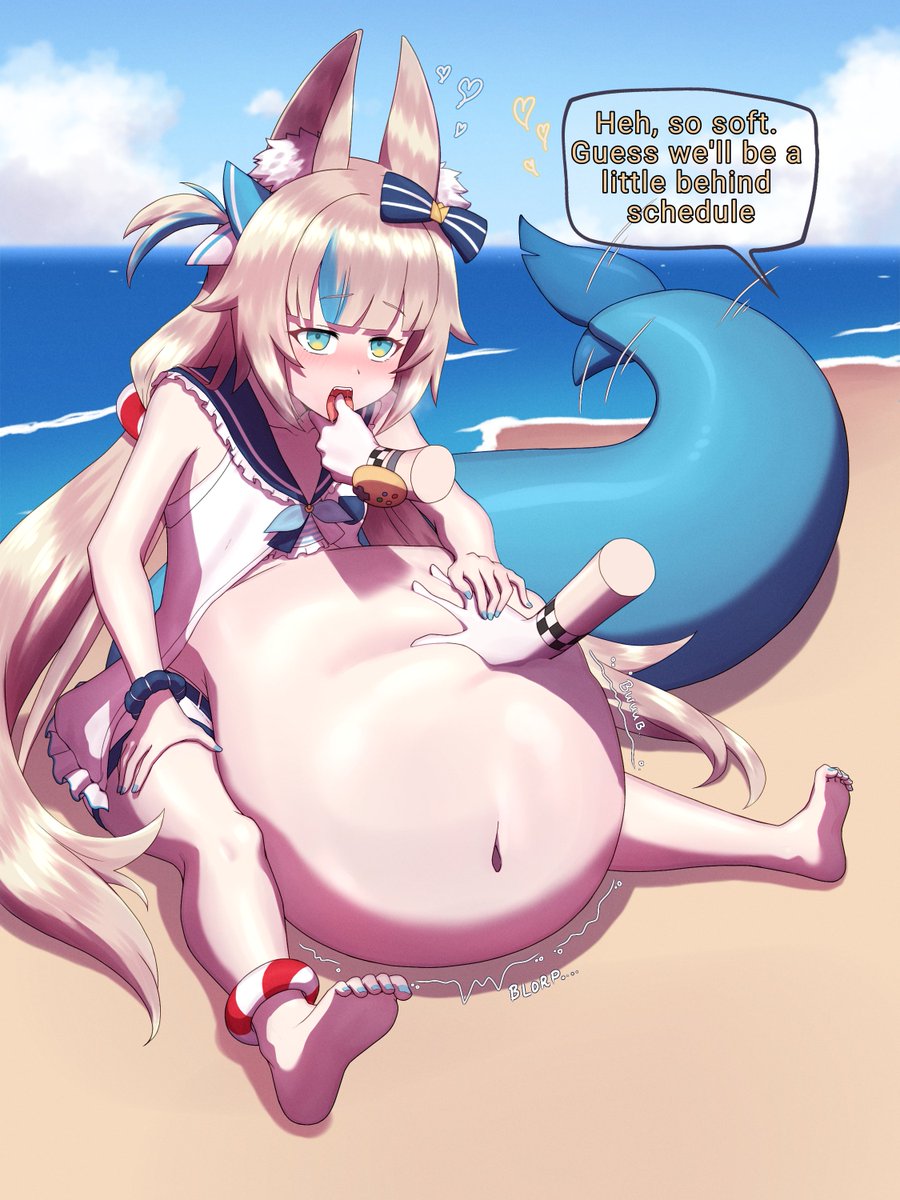 New Comm Received!
The lighthouse keeper takes a stroll and stumbles upon a feast of shrimp! She feels a satisfaction from within her belly too. She rests until the conductor comes by. #vore #voreday 

Ty so much again for another beautiful art sequence!
Artist: <a href="/NoaVore0018/">NYOE18🔞 ( Commission Closed )</a>