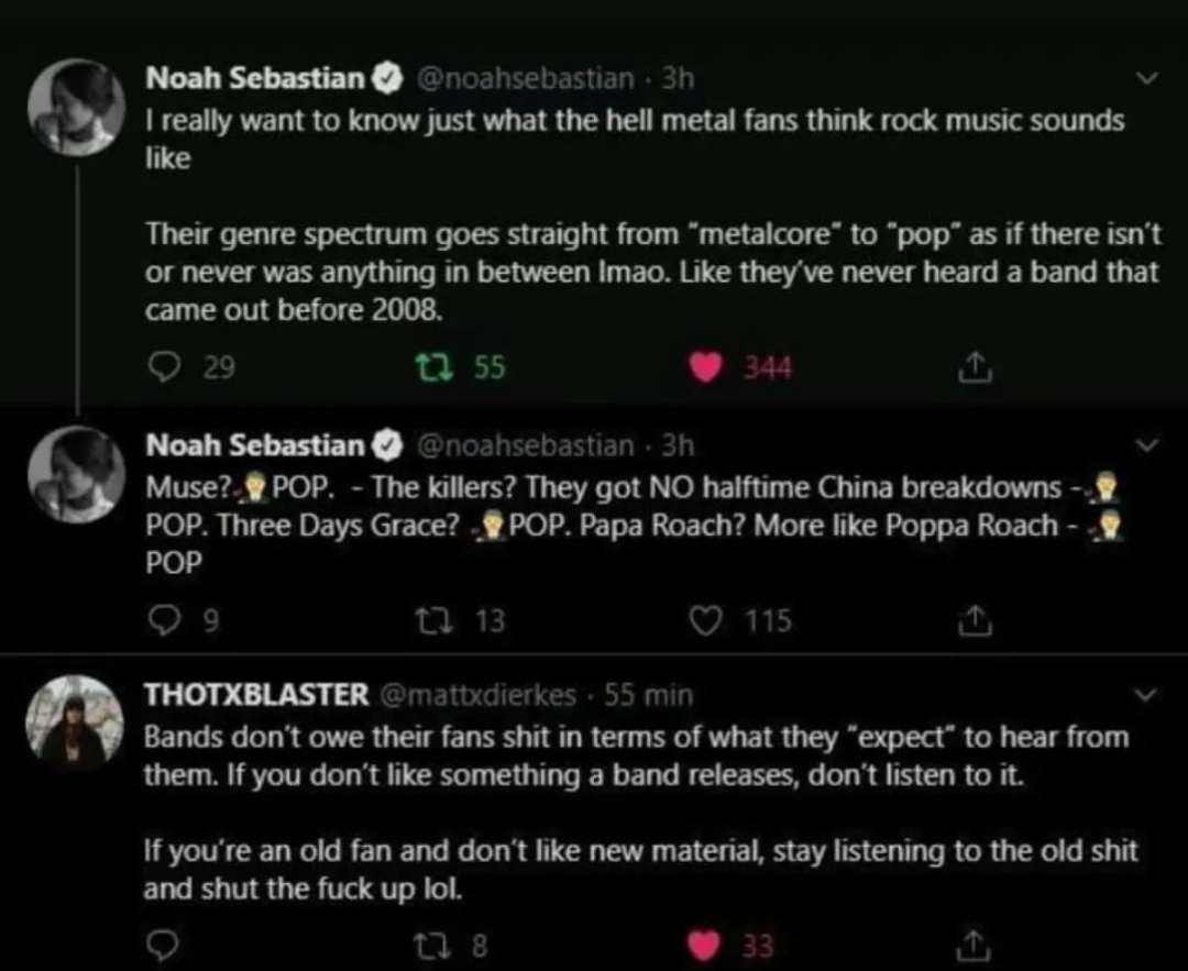 I've seen several people posting Noah's very classy and well worded quote about metal genre elitism. 

I'd like to add this one because it makes me laugh.