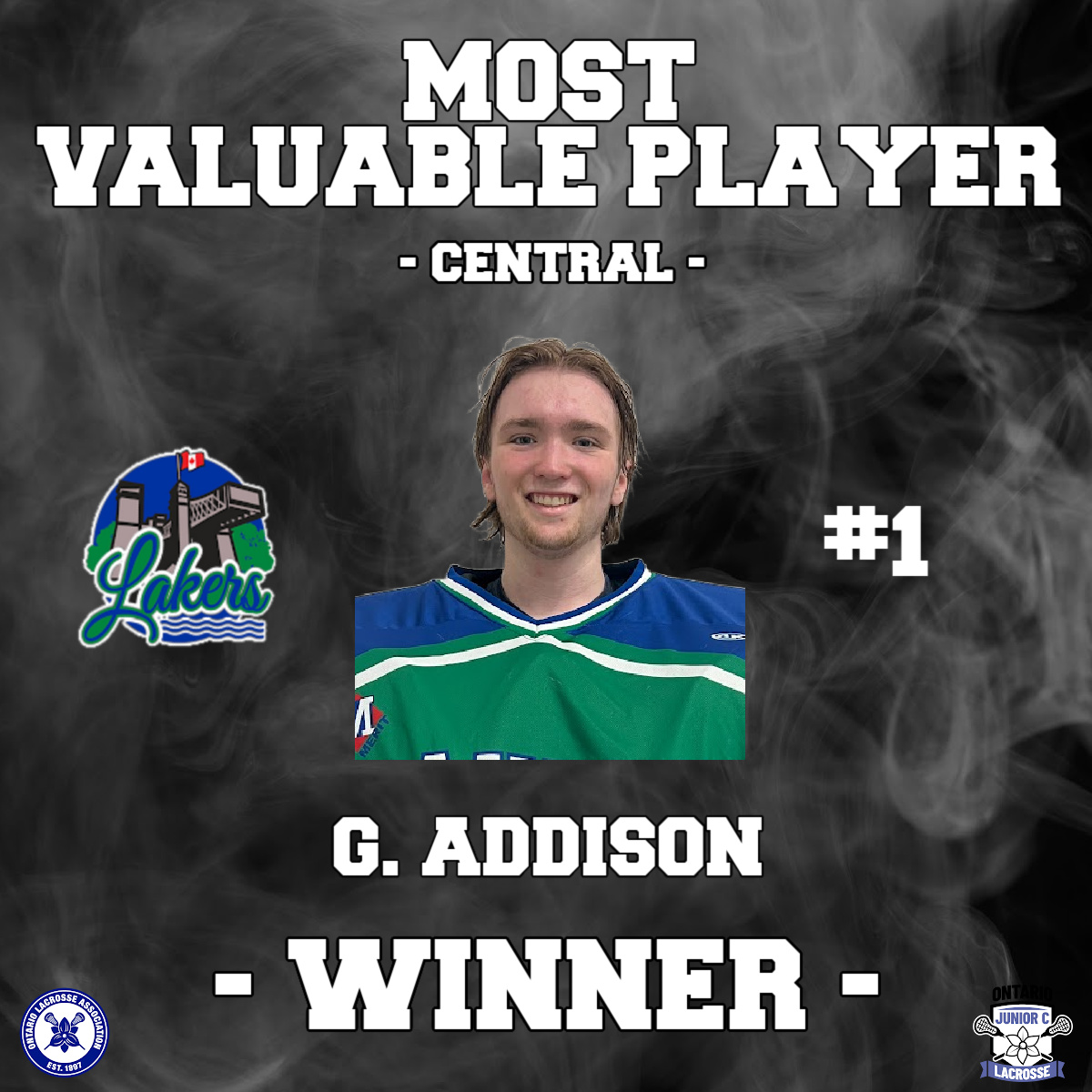 🏆 Central MVP – Geordy Addison (Peterborough Lakers)

One day after being named the Central's Top Tendy, Geordy is back in your feed today - this time winning the big one - Most Valuable Player.  What a year for the masked man!  Congratulations, Geordy.