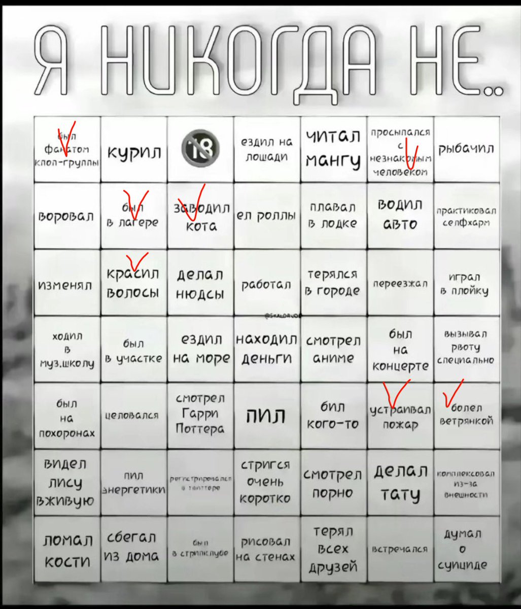 Мне сложно играть в «я никогда не»

Но эти 7 пунктов надо будет запомнить