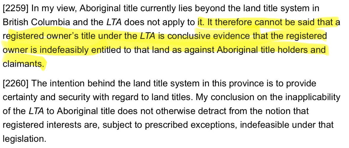 Caroline Elliott (@nvancaroline) on Twitter photo BC’s Land Title Act governs the registration of land ownership.
‼️See for yourself what the judge had to say about the LTA in the Cowichan decision & what the private property impacts could be! (thanks <a href="/Tim_Pettit_/">Tim Pettit</a>)
Premier Eby still hasn’t committed to appealing this ruling. BC’s Land Title Act governs the registration of land ownership.
‼️See for yourself what the judge had to say about the LTA in the Cowichan decision & what the private property impacts could be! (thanks <a href="/Tim_Pettit_/">Tim Pettit</a>)
Premier Eby still hasn’t committed to appealing this ruling.