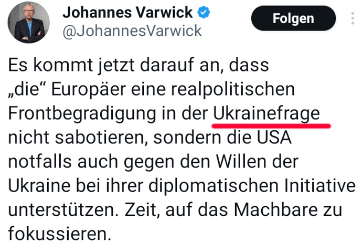 Ist man ein moralisch verkommener Freund des Putin-Faschismus, bezeichnet man Russlands GenozidKrieg in Europa einfach nur als die "Ukrainefrage".
