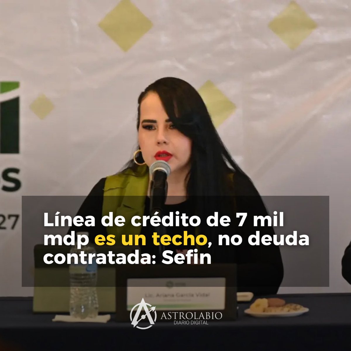 Astrolabio Diario Digital (@astrolabioslp) on Twitter photo 💬🟢 | La secretaria de Finanzas de San Luis Potosí, Ariana García Vidal, informó que el estado dispone de una línea de crédito por hasta 7 mil millones de pesos para créditos quirografarios, cifra mencionada recientemente por el gobernador <a href="/RGC_Mx/">Ricardo Gallardo Cardona 🇲🇽</a>.
Explicó que este monto no 💬🟢 | La secretaria de Finanzas de San Luis Potosí, Ariana García Vidal, informó que el estado dispone de una línea de crédito por hasta 7 mil millones de pesos para créditos quirografarios, cifra mencionada recientemente por el gobernador <a href="/RGC_Mx/">Ricardo Gallardo Cardona 🇲🇽</a>.
Explicó que este monto no