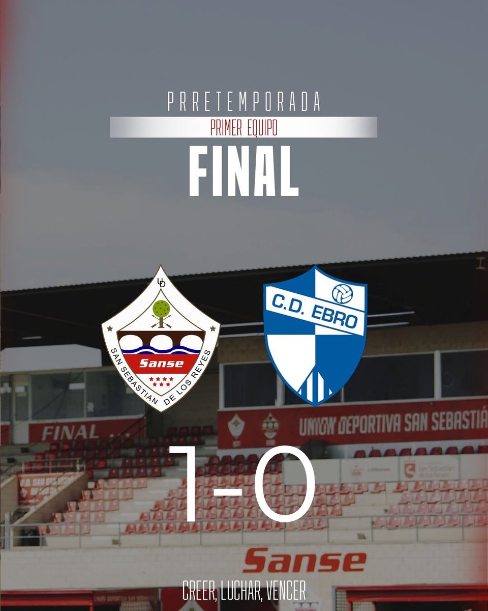 🔥 𝗣𝗥𝗘𝗧𝗘𝗠𝗣𝗢𝗥𝗔𝗗𝗔 | 🆚 <a href="/CD_Ebro/">CD Ebro</a> 

¡Victoria con gol de Christian!

1️⃣-0️⃣

#VamosSanse🇵🇱
#CreerLucharVencer🤞🏼