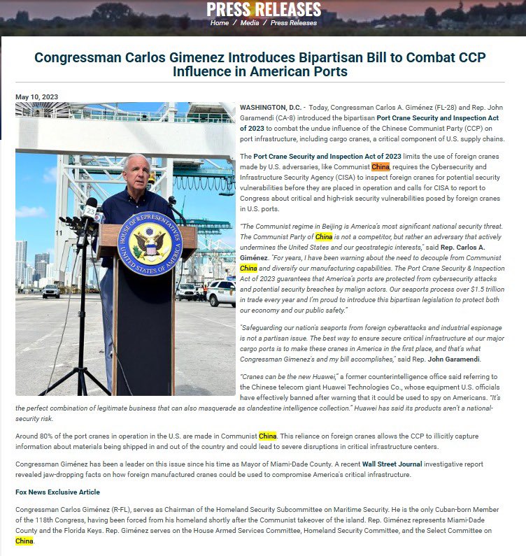 Roger Stone (@rogerjstonejr) on Twitter photo Carlos Giménez (<a href="/RepCarlos/">Rep. Carlos A. Gimenez</a>):
As Transportation Subcommittee Chair, why are you ignoring Crowley's operations in Cuba while targeting only China’s CCP influence? Your Security Act (2023) with <a href="/RepGaramendi/">John Garamendi</a> hits Chinese operations but skips Cuba’s ties to a DoD contractor and the Carlos Giménez (<a href="/RepCarlos/">Rep. Carlos A. Gimenez</a>):
As Transportation Subcommittee Chair, why are you ignoring Crowley's operations in Cuba while targeting only China’s CCP influence? Your Security Act (2023) with <a href="/RepGaramendi/">John Garamendi</a> hits Chinese operations but skips Cuba’s ties to a DoD contractor and the