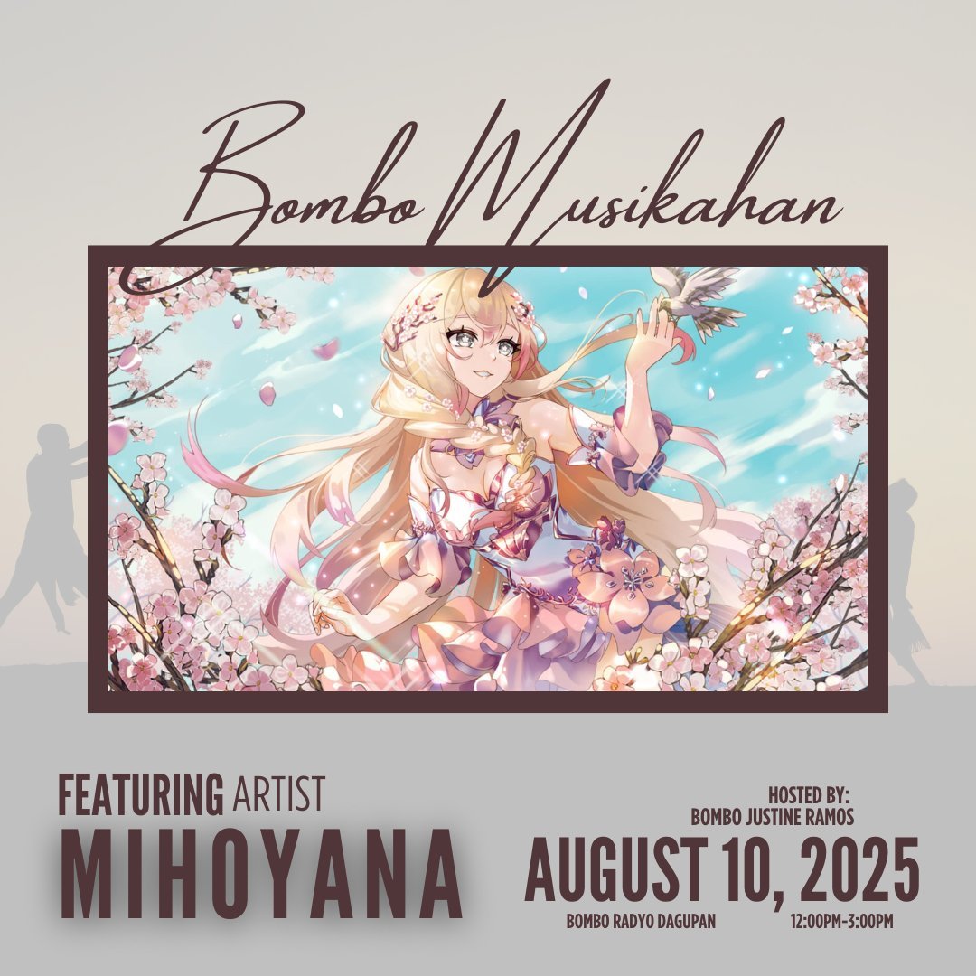 🌸✨ Exciting news! ✨🌸

I’ll be the first VSinger to be featured on Bombo Musikahan 🎶 — a special segment on Bombo Radyo! 💖

📅 August 10, 2025, Sunday
🕛 1:30 pm
📍 Bombo Radyo Dagupan

Tune in and i'll see y'all there!! ~ 🎤💗 #Mihoyana #BomboRadyo #BomboMusikahan