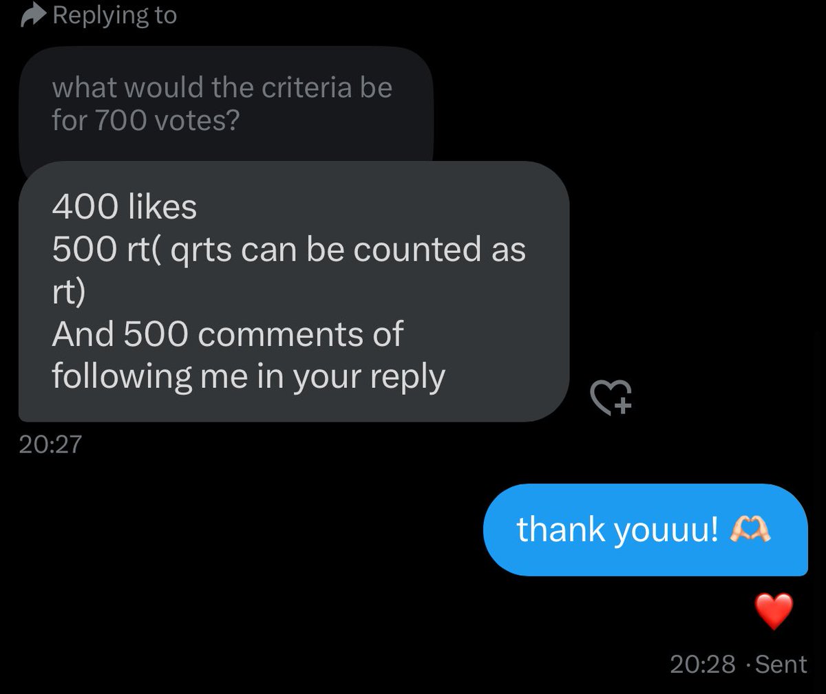 main pop girlsé ¹ (@rosiescilantro) on Twitter photo RT DEAL FOR #ROSÉ
🗳️ 700 votes for VMAS VIDEO OF THE YEAR
- 500 replies showing proof following <a href="/VMAsvotesGA/">VMAs Votes Giveaway</a>
- 400 likes
- 500 rts (qrts count as rts too)
we have 2 days to complete this! let’s go N1s and blinks!! ❤️❤️ RT DEAL FOR #ROSÉ
🗳️ 700 votes for VMAS VIDEO OF THE YEAR
- 500 replies showing proof following <a href="/VMAsvotesGA/">VMAs Votes Giveaway</a>
- 400 likes
- 500 rts (qrts count as rts too)
we have 2 days to complete this! let’s go N1s and blinks!! ❤️❤️