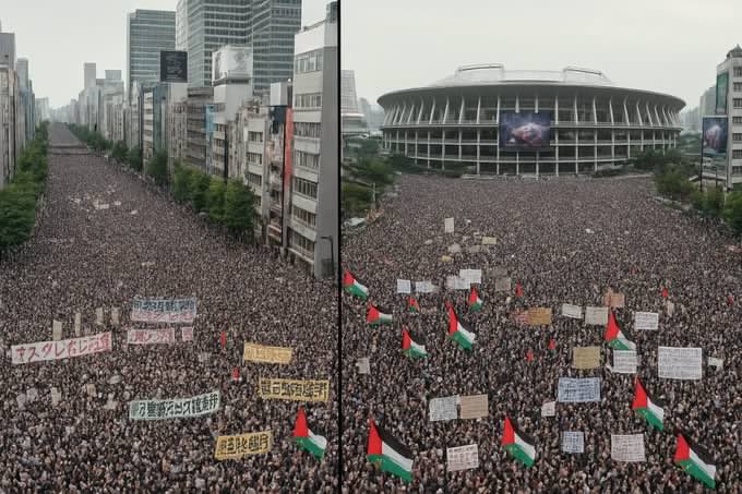I was following the news today, and I never expected to see such large-scale protests in Japan in solidarity with Gaza. At first, I thought the images were fake or perhaps exaggerated... but after looking into it, I confirmed they were real — and that the numbers were even larger