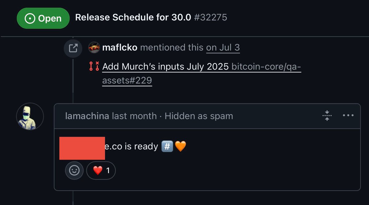 Léo (@leo_haf) on Twitter photo <a href="/JustaLillyBit/">Lilly</a> <a href="/DarkSide2030_/">DarkSideOfTheMoon</a> <a href="/BTCMcBoatface/">Boatface ⚡️🥪</a> The latest achievement of the core cartel is that a comment actually promoting an ordinal scamcoin is just hidden as spam, while core delete message of dev who don’t agree with their decisions.
x.com/leo_haf/status… <a href="/JustaLillyBit/">Lilly</a> <a href="/DarkSide2030_/">DarkSideOfTheMoon</a> <a href="/BTCMcBoatface/">Boatface ⚡️🥪</a> The latest achievement of the core cartel is that a comment actually promoting an ordinal scamcoin is just hidden as spam, while core delete message of dev who don’t agree with their decisions.
x.com/leo_haf/status…
