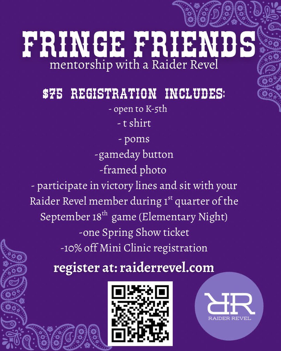 We are OFFICIALLY launching the first ever Raider Revel mentorship programs, Fringe Friends and Dear Raider Revel! 

Head to raiderrevel.com to sign up TODAY!!