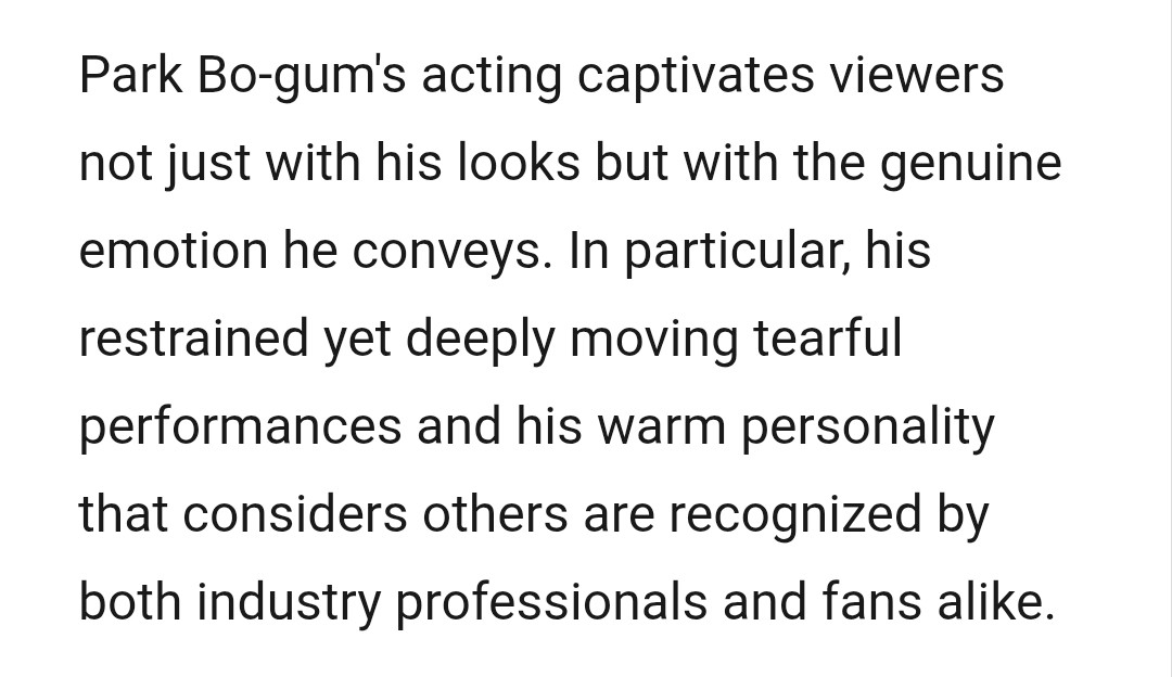 #ParkBoGum's restrained yet deeply moving tearful performances and his warm personality that considers others are recognized by both industry professionals and fans alike.

stardailynews.co.kr/news/articleVi…

#별보다_환하게빛난_보검이의_14주년
#Be_W1th_4_Bogum