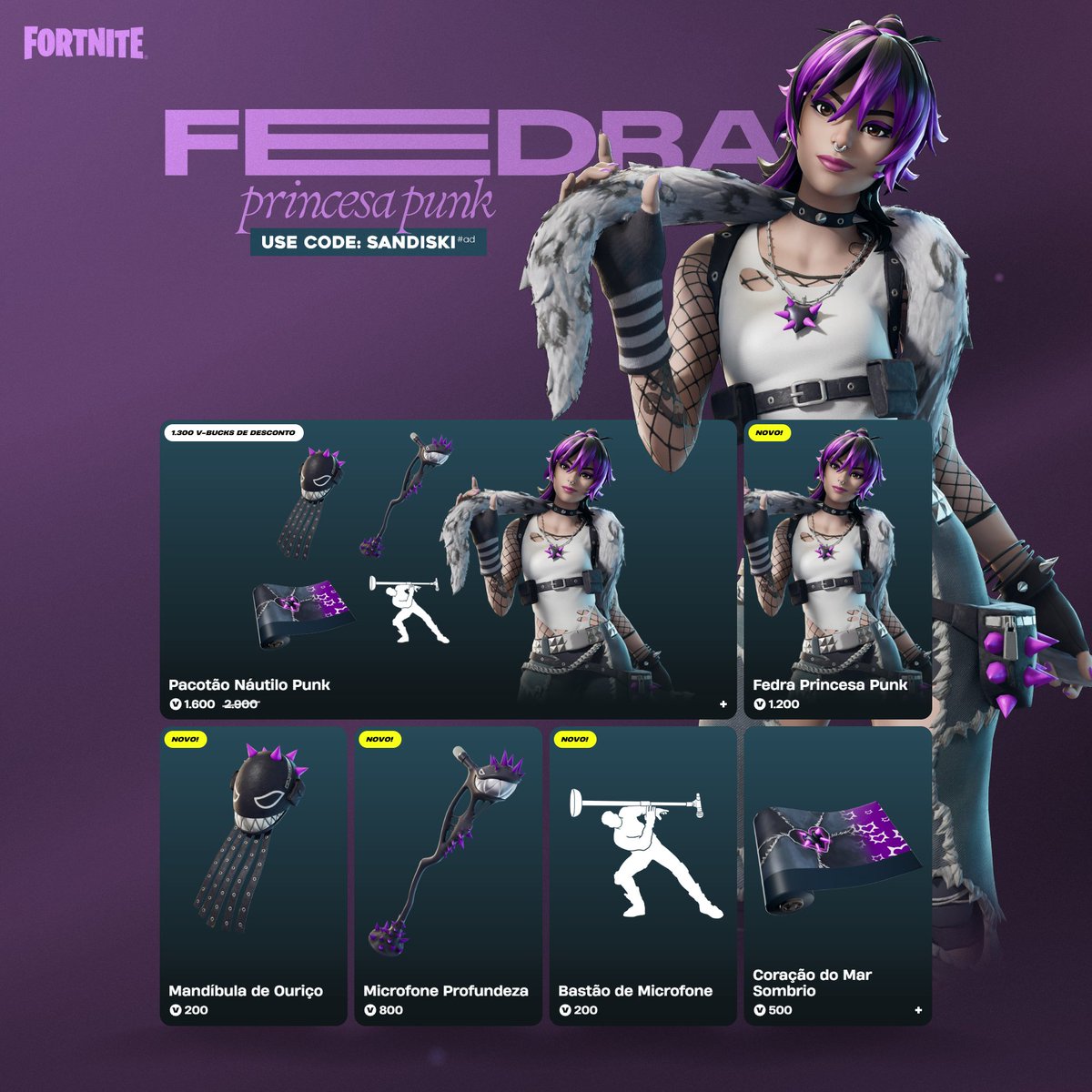Fedra Princesa Punk e seus cosméticos chegaram à Loja de Itens ficando disponíveis até 12 de Agosto! 

🤘 Use code SANDISKI ao adquirir, me ajuda demais! #ad