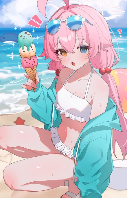 「先生--ずっと見つめているのはアイスクリームが食べたいから?」 #ブルアカ