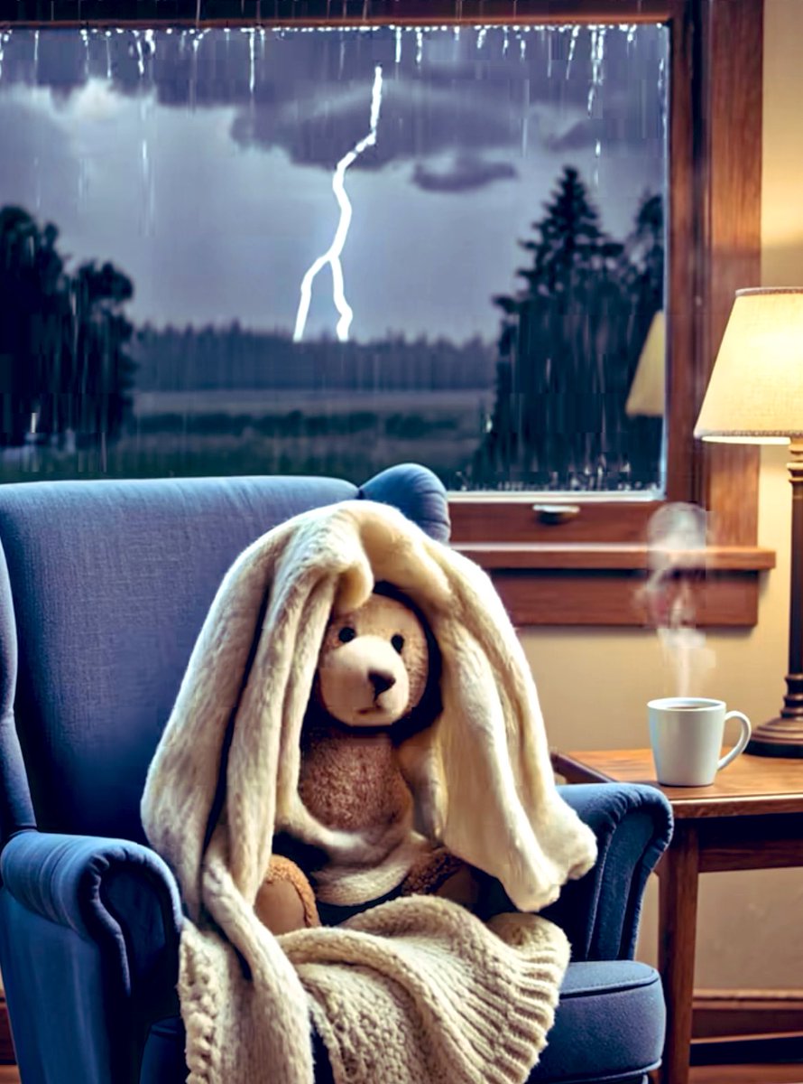 Afuera llueve con truenos y relámpagos, y yo aquí, con mi café caliente y mi libro, disfrutando que el clima me dé la excusa perfecta para no salir de casa.