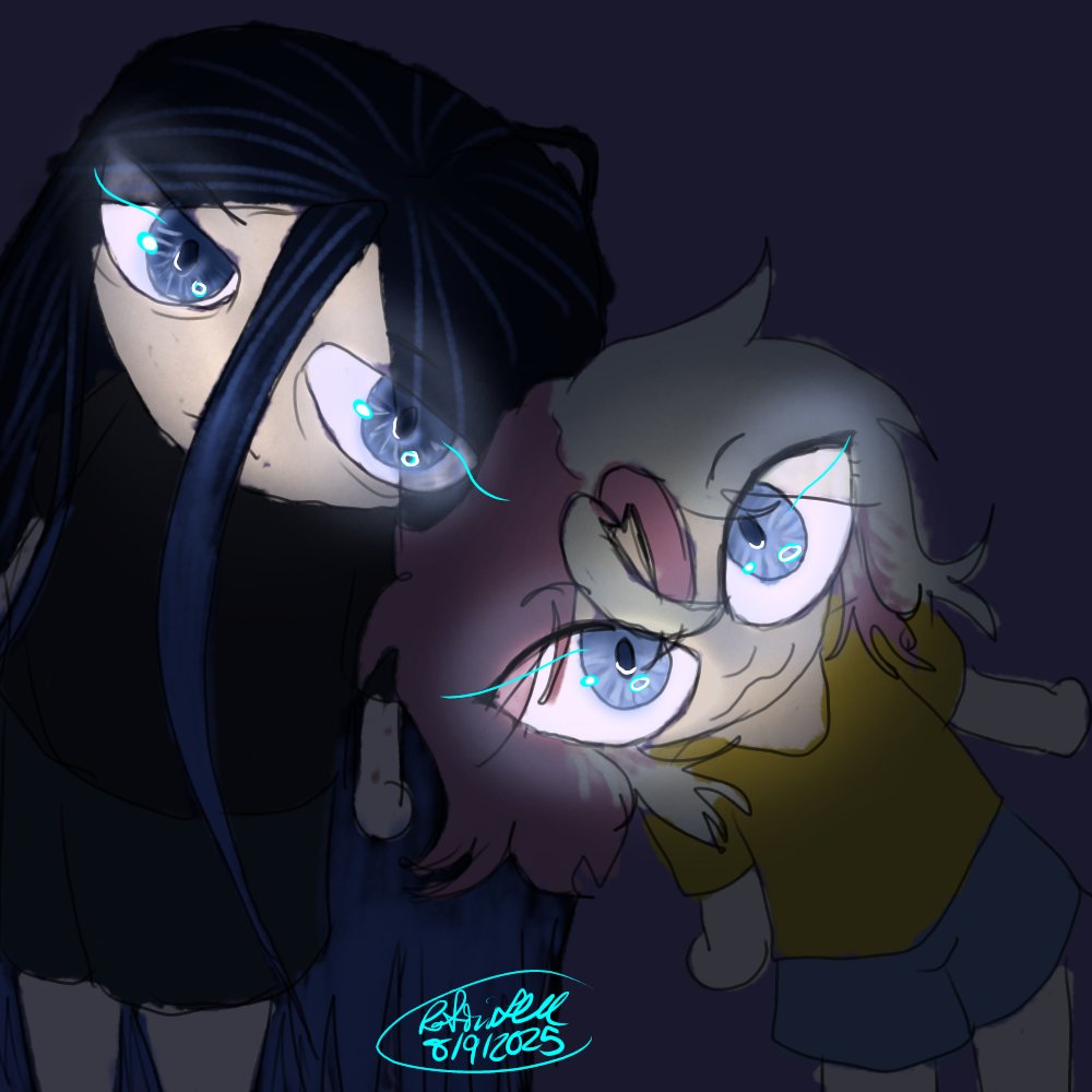 RotiniLM's tweet image. I've been absent recently, been working a lot of overtime and only have free time on weekends (I've been sleeping through). That being said, have some drawings of the blue eyed besties - Spencer and Rhayla