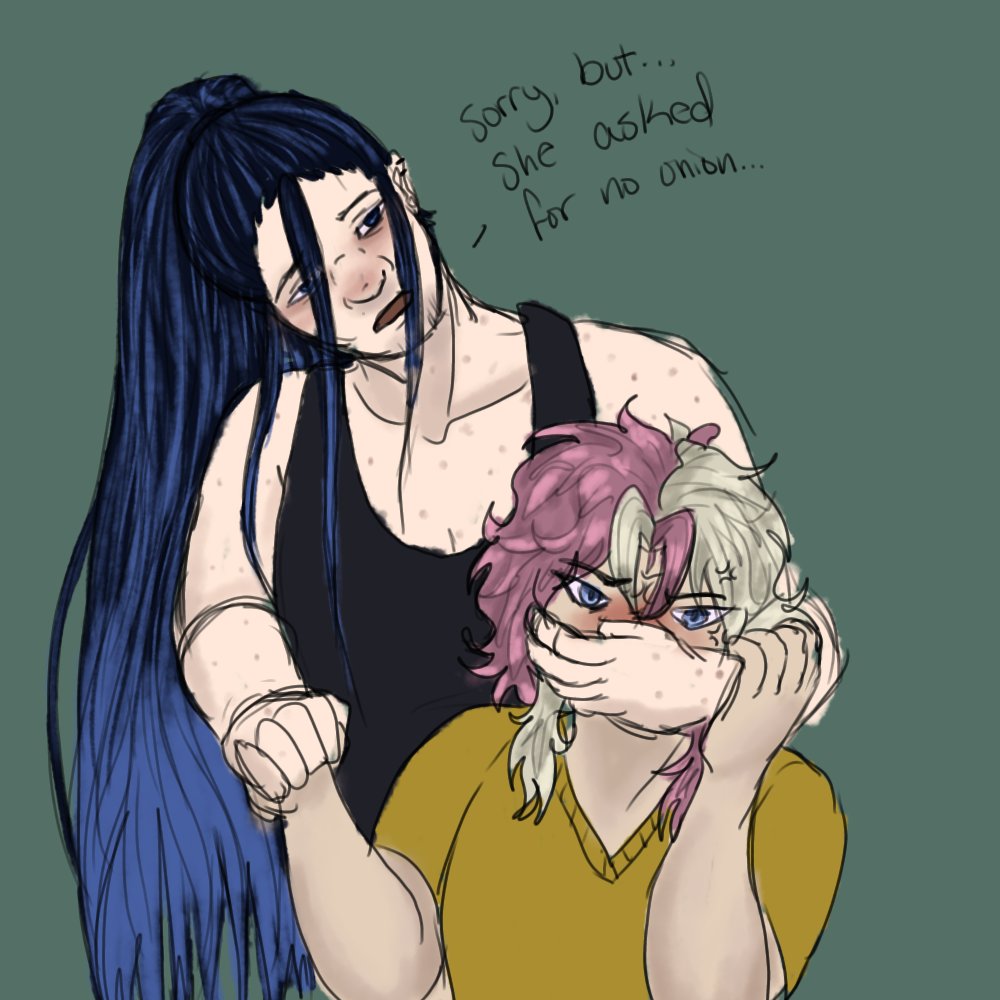 RotiniLM's tweet image. I've been absent recently, been working a lot of overtime and only have free time on weekends (I've been sleeping through). That being said, have some drawings of the blue eyed besties - Spencer and Rhayla
