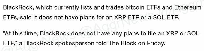 XRPやSOLのETF計画なしとするブラックロックの声明