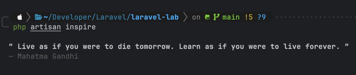 fezz4real's tweet image. @laravelphp doesn’t fix your bugs… but it helps you not cry over them.
I was debugging peacefully, then I type: php artisan inspire… and it throws me a motivational quote.
As if my code knew I was this close to giving up. 😂