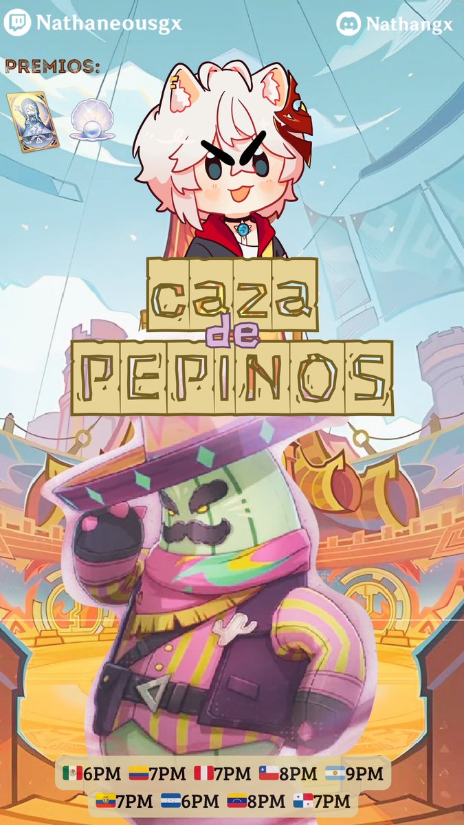 🥒 ¡Caza de Pepinos! 🌵
👥 Forma equipo con 2 amigos y enfréntense al Pepicáctus en mundo abierto.
🏆 ¡Gana 1 PB y Bendiciones Lunares! ✨
📅 Hoy en 🔴 twitch.tv/nathaneousgx (7pm Peru/Colombia)
📌 Inscríbete aquí 👉 discord.gg/nathangx
#GenshinImpact #Genshin