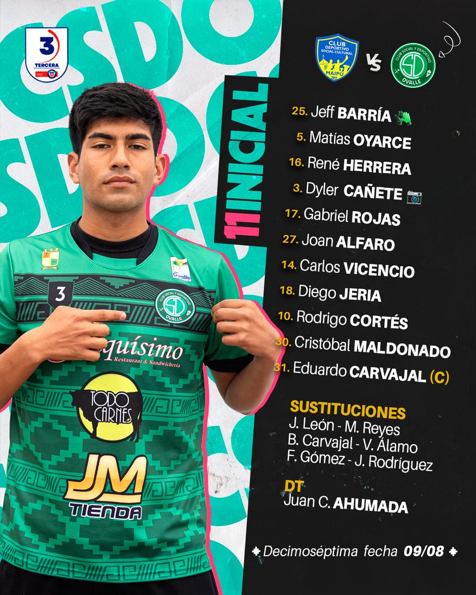 𝐎𝐍𝐂𝐄 𝐈𝐍𝐈𝐂𝐈𝐀𝐋❗️

Con este equipo enfrentaremos como visitante a Cultural Maipú ⚽️ 

A las 17:00 hrs inicia el partido ✍️

#Ovalle #CSDOvalle #ElEquipoDeLaGente 🇳🇬