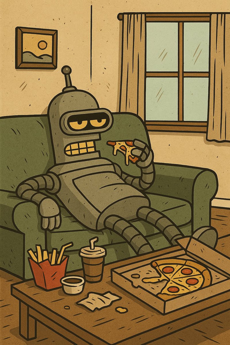 MyFmlCoin's tweet photo. Saturday. Couch. Pizza. My only weekend plan.

#LazySaturday #CouchLife #PizzaTime #RobotVibes #WeekendMood #LofiLife #IntrovertMode #StayHomeVibes https://t.co/UJfF6Vz3fn
