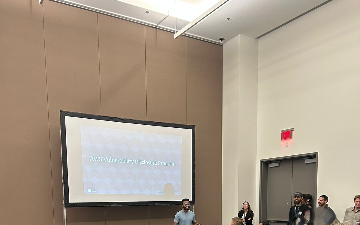Cloud Village (@cloudvillage_dc) on Twitter photo 🎤 Now ongoing – <a href="/cloudvillage_dc/">Cloud Village</a> Defense Lab <a href="/defcon/">DEF CON</a>
Ryan Nolette, Albin Vattakattu, Wesley, Justin & Kasimir Schulz — Doing Bad Things for the Right Reasons: Vulnerability Disclosure at Amazon and AWS
Inside stories from <a href="/AWS/">Amazon Web Services</a> Security research & disclosure.
#CloudVillage 🎤 Now ongoing – <a href="/cloudvillage_dc/">Cloud Village</a> Defense Lab <a href="/defcon/">DEF CON</a>
Ryan Nolette, Albin Vattakattu, Wesley, Justin & Kasimir Schulz — Doing Bad Things for the Right Reasons: Vulnerability Disclosure at Amazon and AWS
Inside stories from <a href="/AWS/">Amazon Web Services</a> Security research & disclosure.
#CloudVillage