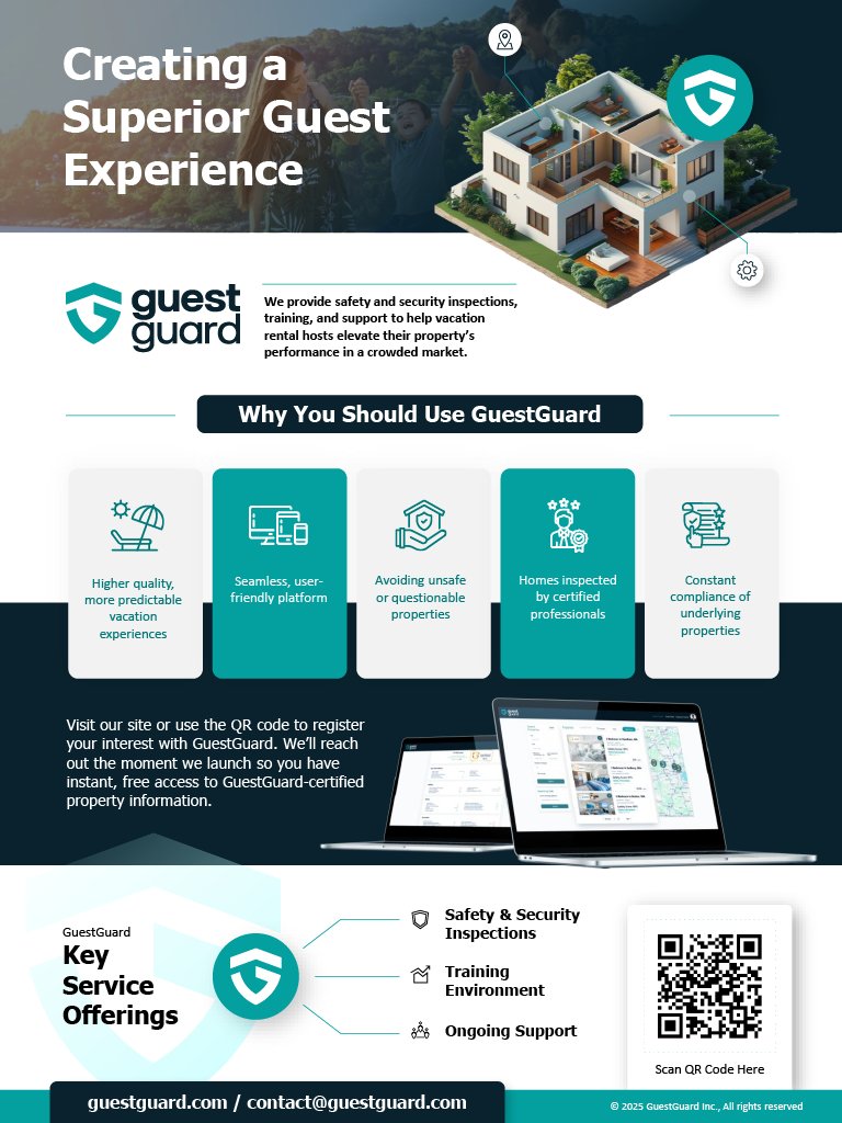 guestguardteam's tweet image. GuestGuard connects travelers to homes inspected by safety &amp;amp; security professionals, helping ensure peace of mind during your stay. Register at guestguard.com to be notified when we launch.