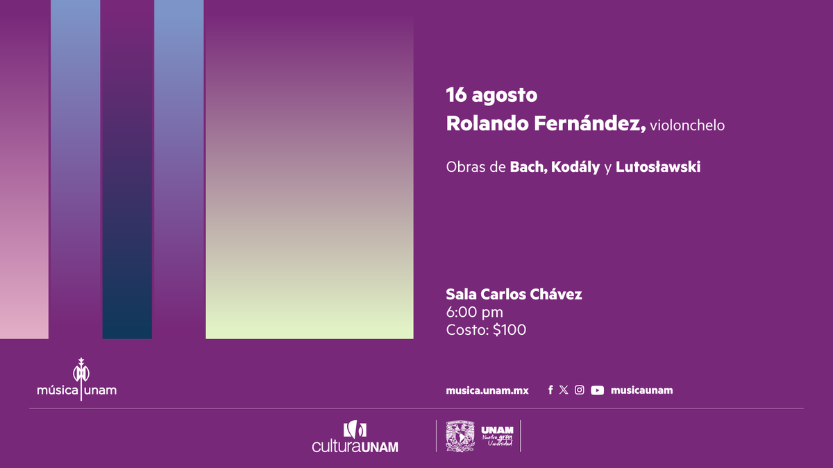 En este concierto, el violonchelista cubano Rolando Fernández explora las posibilidades expresivas y técnicas del violonchelo con música desde el Barroco hasta el siglo XXI. Destacamos la la Suite para violonchelo solo núm. 3 en do mayor BWV 1009 de Johann Sebastian Bach, escrita