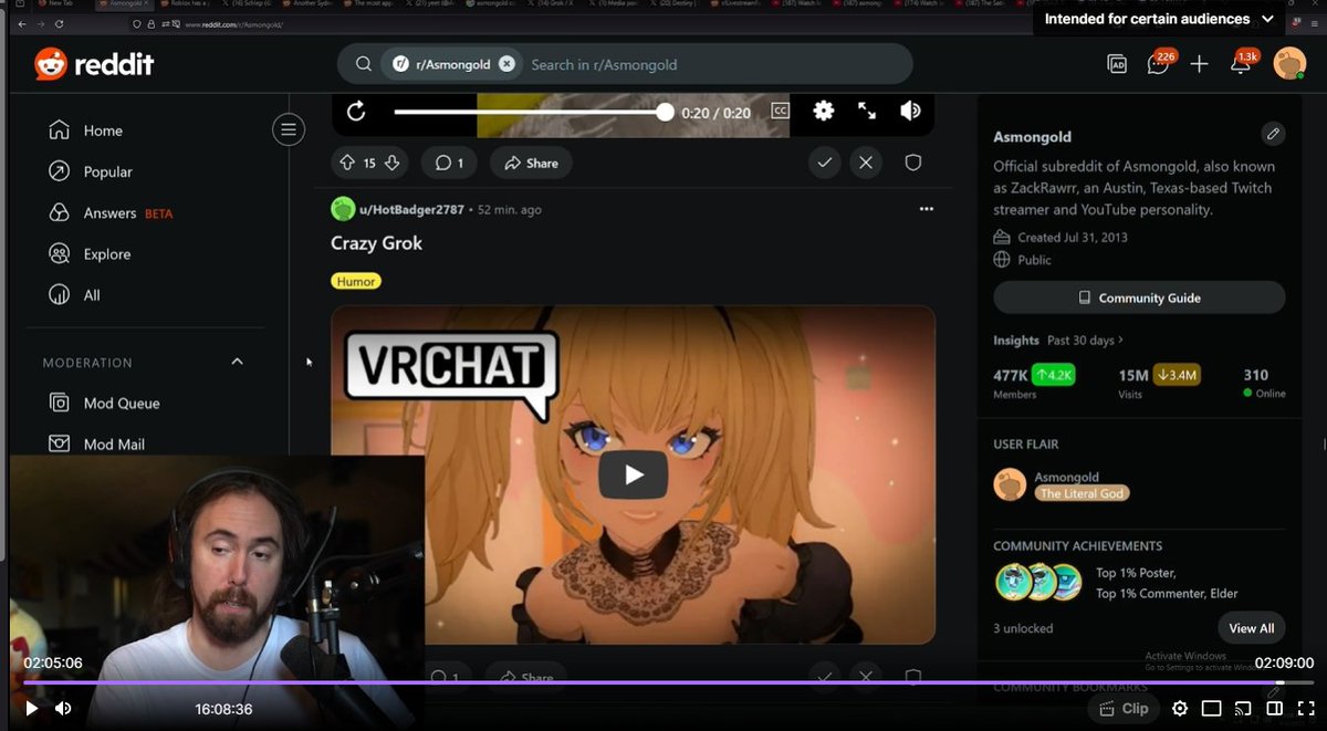 NesteaTV's tweet image. So somebody posted my Grok video in Asmongold's subreddit and he almost watched it, but he skipped it because it was VRChat. Everyone hates VRChat 😢