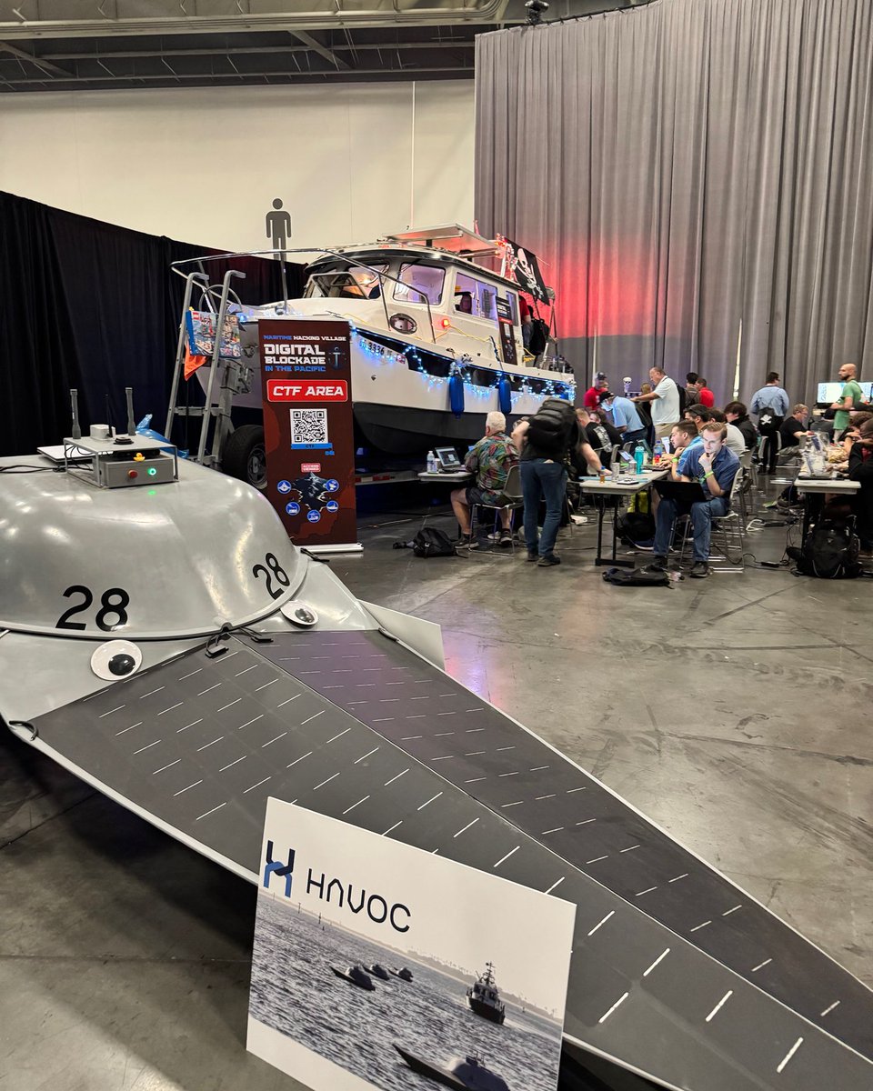 The CGAUX boat is a HIT! And the pirate crew is hard at work hacking the HavocAI autonomous watercraft! 

#DEFCON #DC33 #MHV