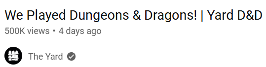 500K views for @theyard.bsky.social DND in 4 days?  
A very good start!
Join us now for one of the wildest stories you're ever going to see. 

It's very different than the kind of D&amp;D I usually run, but you will NOT expect where it ends up going:
youtube.com/watch?v=WH8Nmk…
