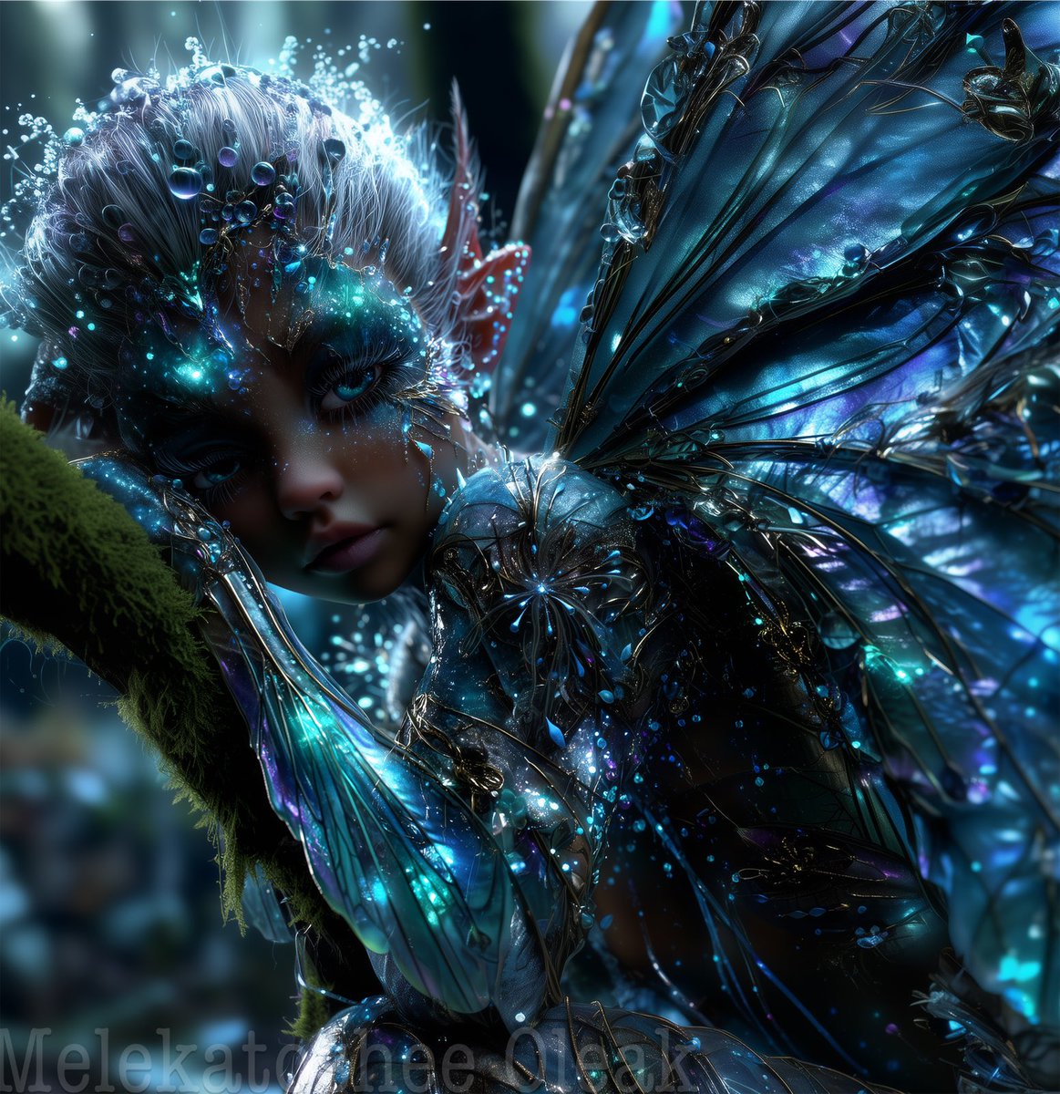 melekatoshee's tweet image. Goodnight, the world in whispers falls.
Sweet dreams weave through enchanted calls. 
A fairy flits on wings of light.
An elf hums soft beneath the night.

Waterdroplets gleam, a silver stream.
They dance in moonlight’s tender beam. Sleep now, dear heart, let cares take flight.…